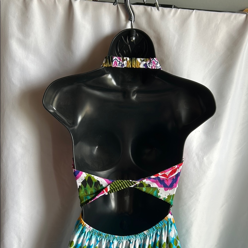 Moa Moa Blue and Pink Halter Maxi Sundress - Picture 5 of 10